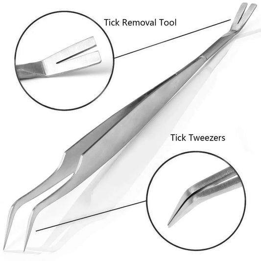 2 In 1 Stainless Steel Tick Tweezers