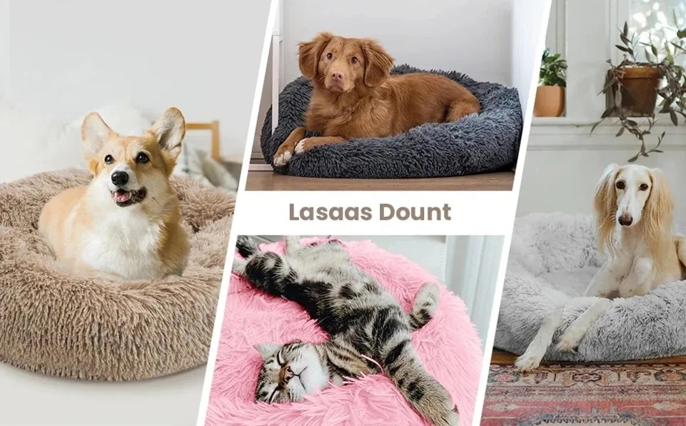 Fluffy Round Dog Bed - Super Soft and Cozy Pet Nest for Large Dogs