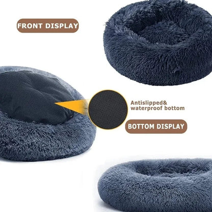 Fluffy Round Dog Bed - Super Soft and Cozy Pet Nest for Large Dogs