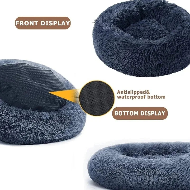 Fluffy Round Dog Bed - Super Soft and Cozy Pet Nest for Cats & Dogs