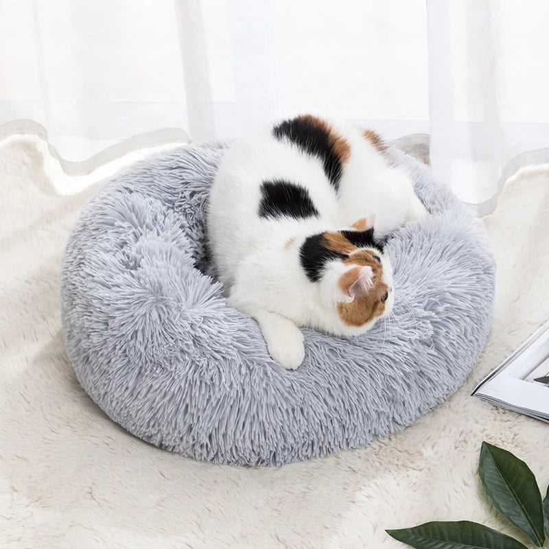 Fluffy Round Dog Bed - Super Soft and Cozy Pet Nest for Large Dogs