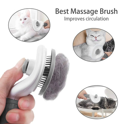 Dog and Cat Self Cleaning Pet Hair Remover Brush