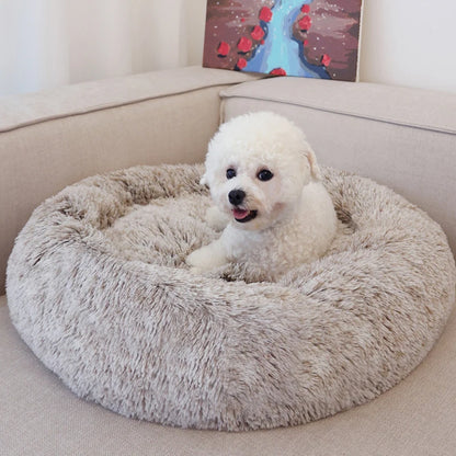 Fluffy Round Dog Bed - Super Soft and Cozy Pet Nest for Large Dogs