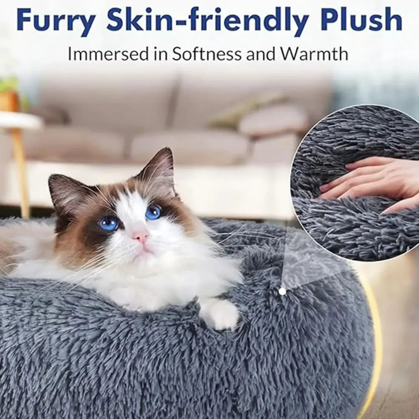 Dog and Cat Round Plush Pet Bed