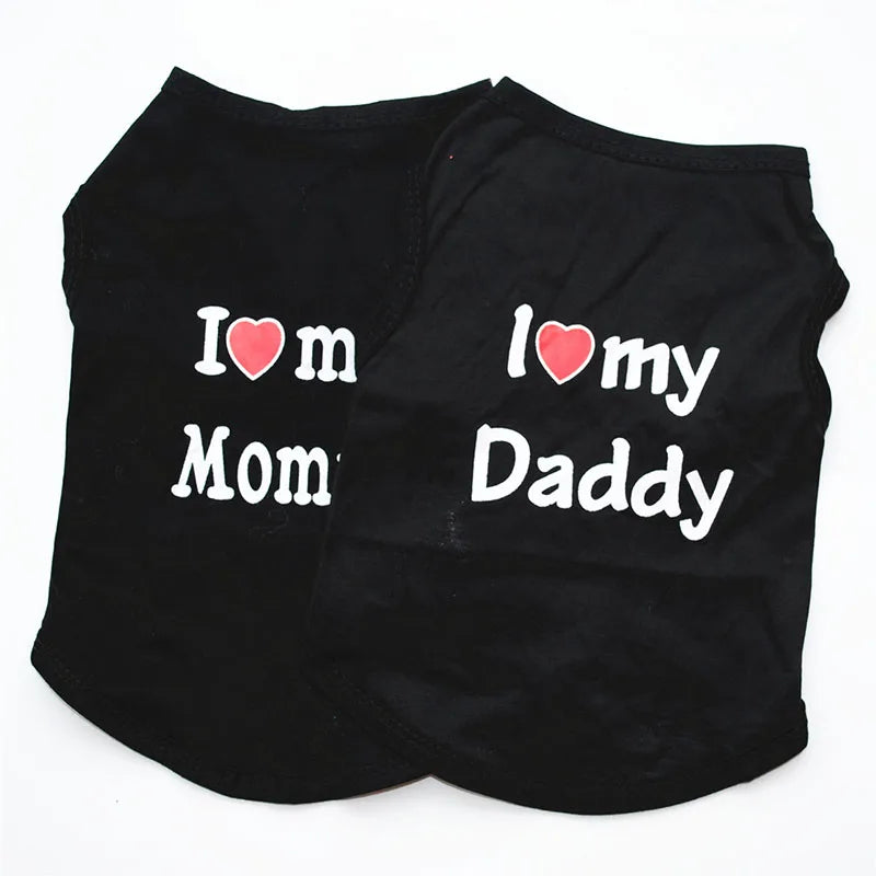 "I Love Mommy & Daddy" Pet T-Shirt – Casual and Adorable Cat & Puppy Clothing