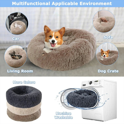 Fluffy Round Dog Bed - Super Soft and Cozy Pet Nest for Large Dogs