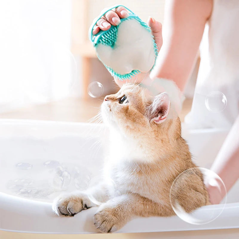 Silicone Bath Brush Cat and Dog Bath Massage Soft Shower Brush To Clean Hai