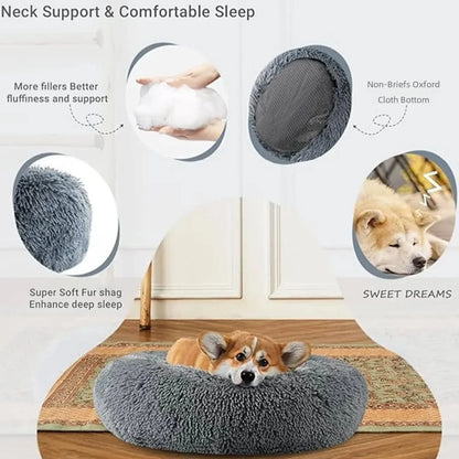 Dog and Cat Round Plush Pet Bed