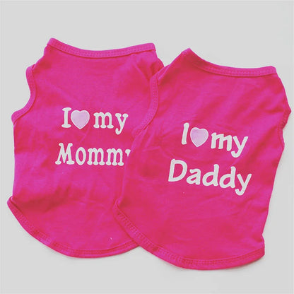 "I Love Mommy & Daddy" Pet T-Shirt – Casual and Adorable Cat & Puppy Clothing