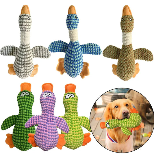 Cute Dog Plush Toys  Pet Duck Squeak Toy for Puppy Sound Wild Goose Chew Toy for Small Middle Large Dogs Teeth Cleaning