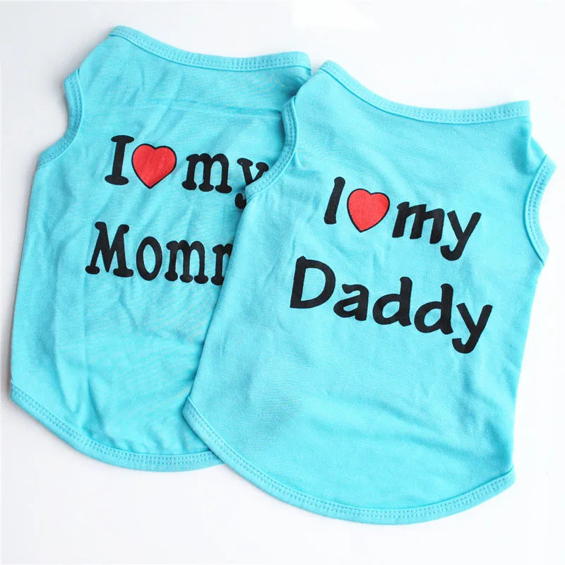 "I Love Mommy & Daddy" Pet T-Shirt – Casual and Adorable Cat & Puppy Clothing