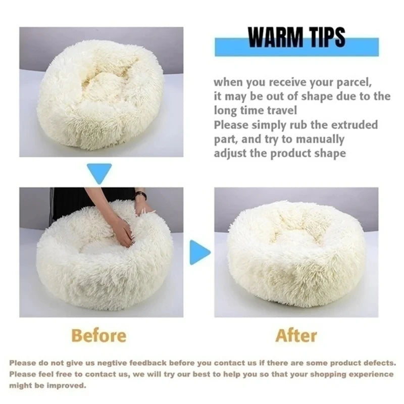 Fluffy Round Dog Bed - Super Soft and Cozy Pet Nest for Large Dogs