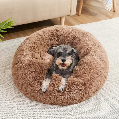 Fluffy Round Dog Bed - Super Soft and Cozy Pet Nest for Cats & Dogs