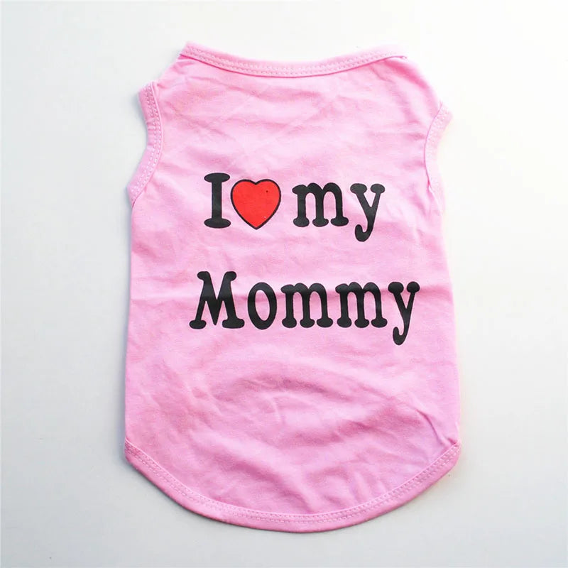 "I Love Mommy & Daddy" Pet T-Shirt – Casual and Adorable Cat & Puppy Clothing