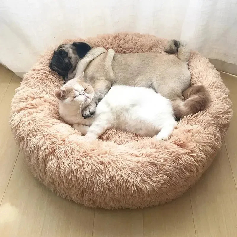 Fluffy Round Dog Bed - Super Soft and Cozy Pet Nest for Large Dogs