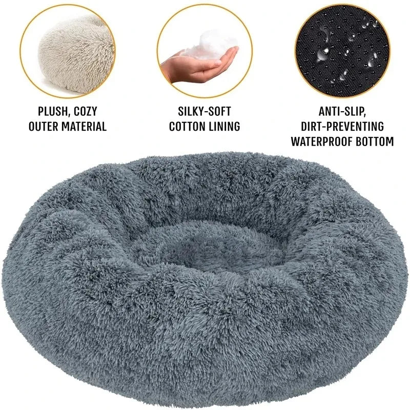 Fluffy Round Dog Bed - Super Soft and Cozy Pet Nest for Cats & Dogs