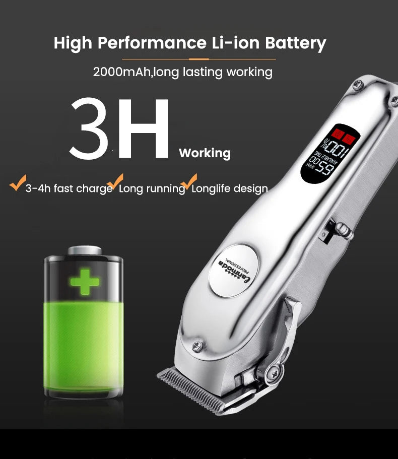 Professional Hair Clipper All Metal and Rechargeable