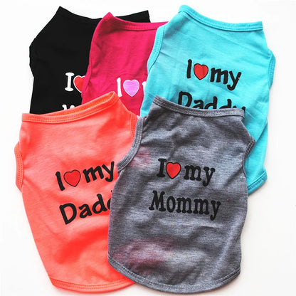 "I Love Mommy & Daddy" Pet T-Shirt – Casual and Adorable Cat & Puppy Clothing